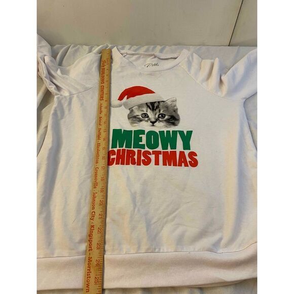 Cold Crush Cat Kitten Santa Hat Xl juniors Meowy Christmas sweatshirt - Picture 5 of 6